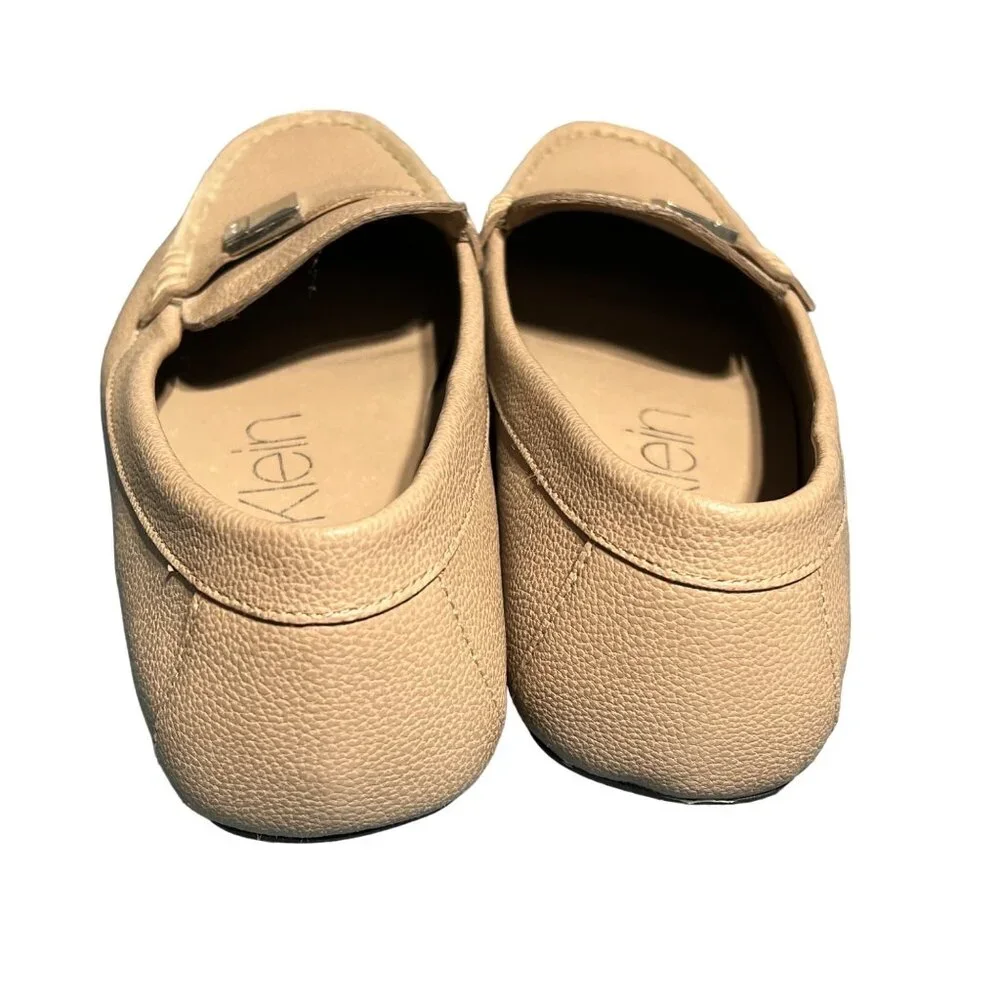 Calvin Klein Women's Lisa Loafers Size 8.5 Taupe Leather Slip-On Shoes - Picture 3 of 4